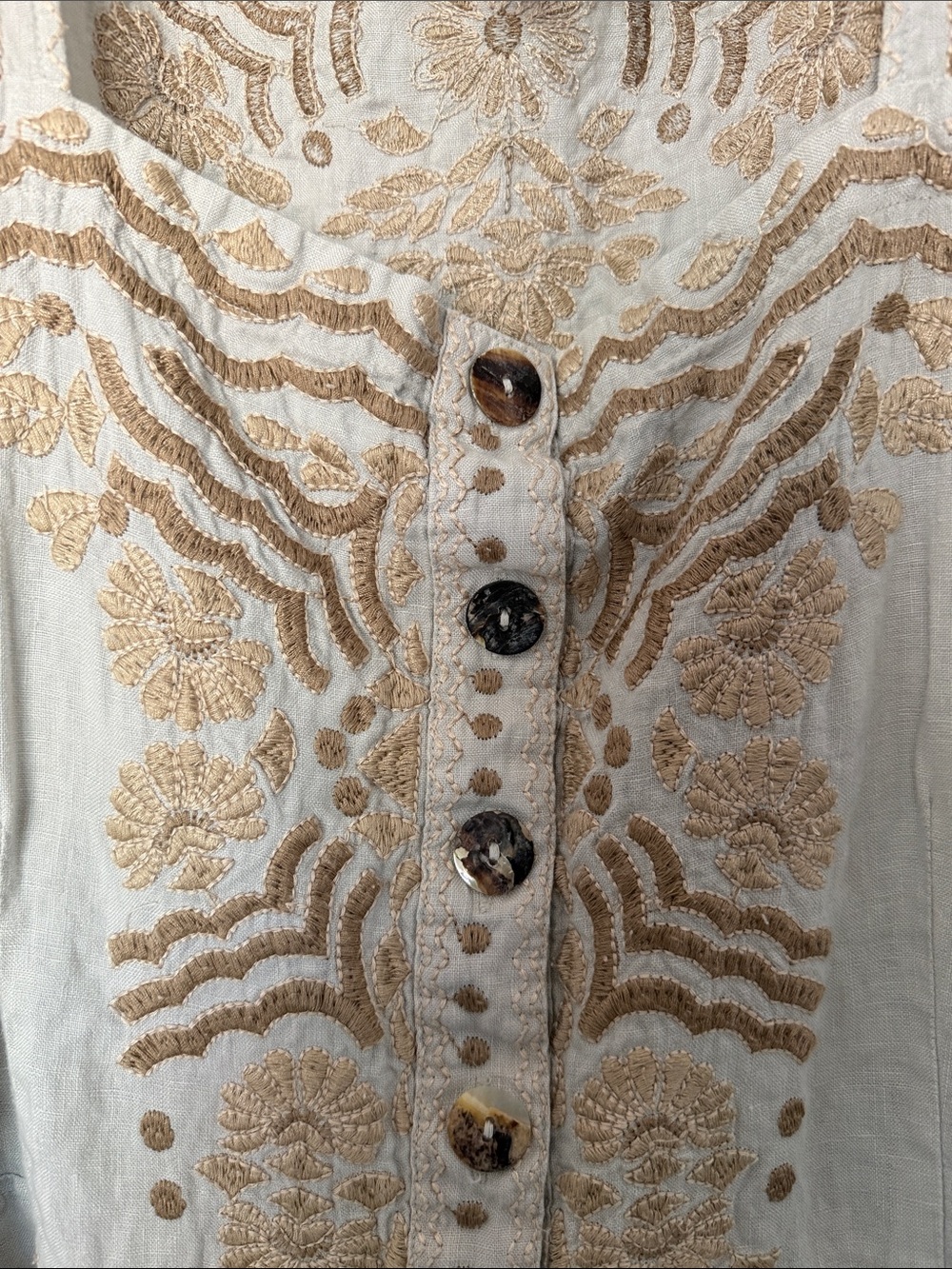 Johnny Was Embroidered Cream & tan Floral Tank dress - Picture 3 of 6